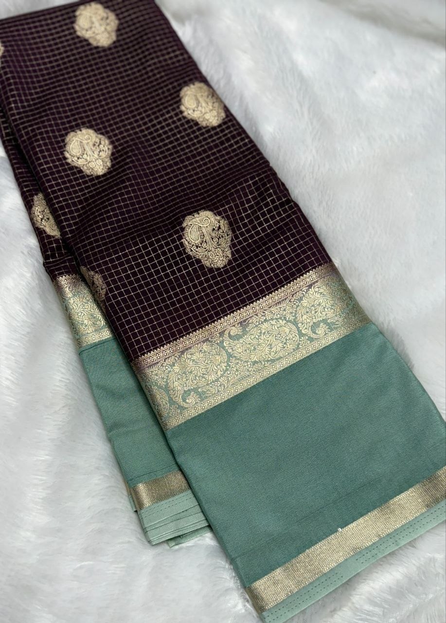 Emerald Gulabi Royale with Antique Gold Zari Mysore Silk Saree